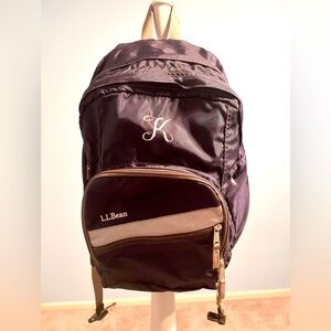 L.L.Bean Dark Navy Backpack with Silver Trim with Monogram “K”